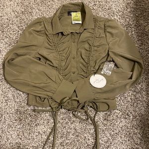 Blouse, milk & honey, size: Juniors S, color: forest green